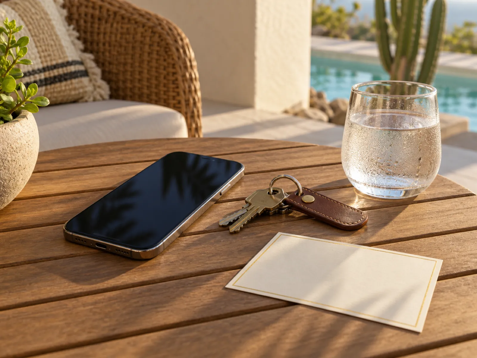 Keys handed over at the entrance of a villa on Aruba