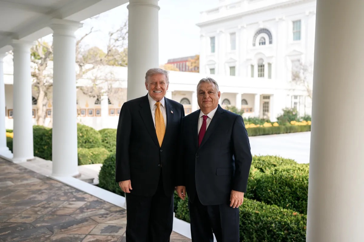 President Donald Trump standing with Hungarian Prime Minister Viktor Orbán at the White House.