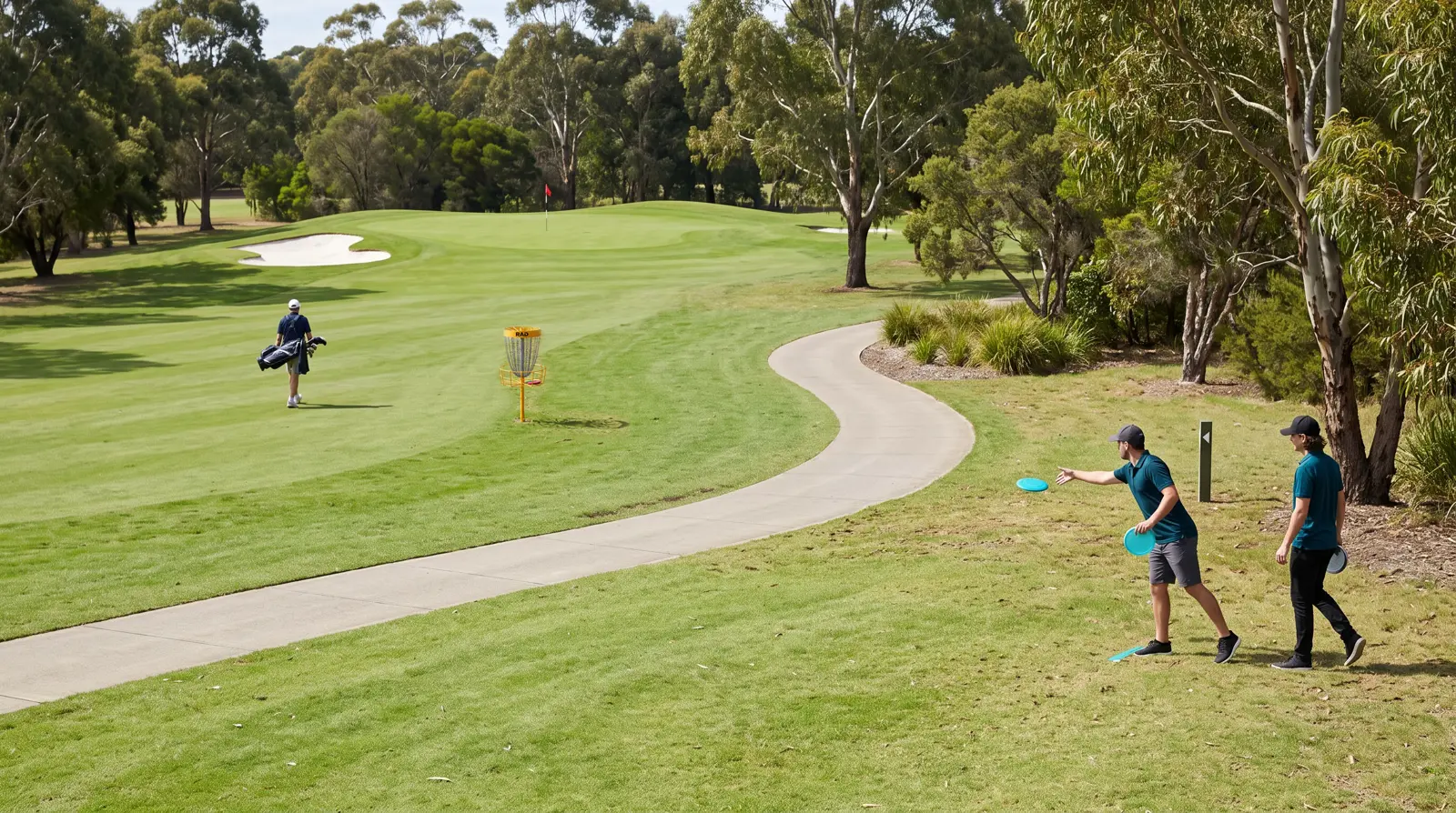 Disc golf sharing ground with a golf course
