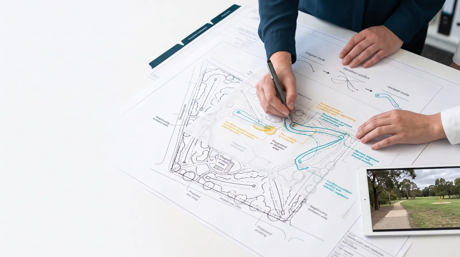 A design being reviewed alongside a consultant team