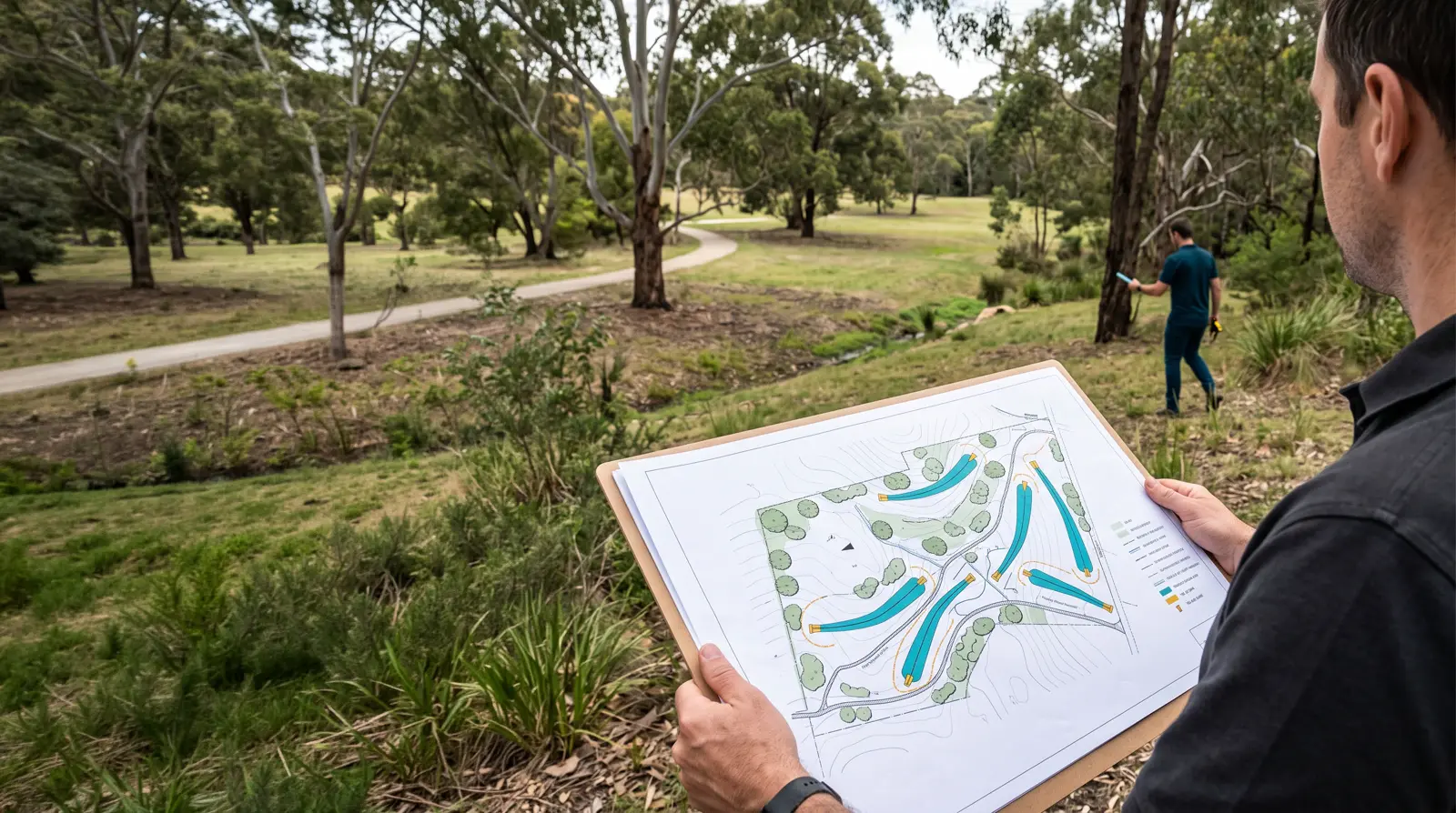 A site being assessed for disc golf feasibility