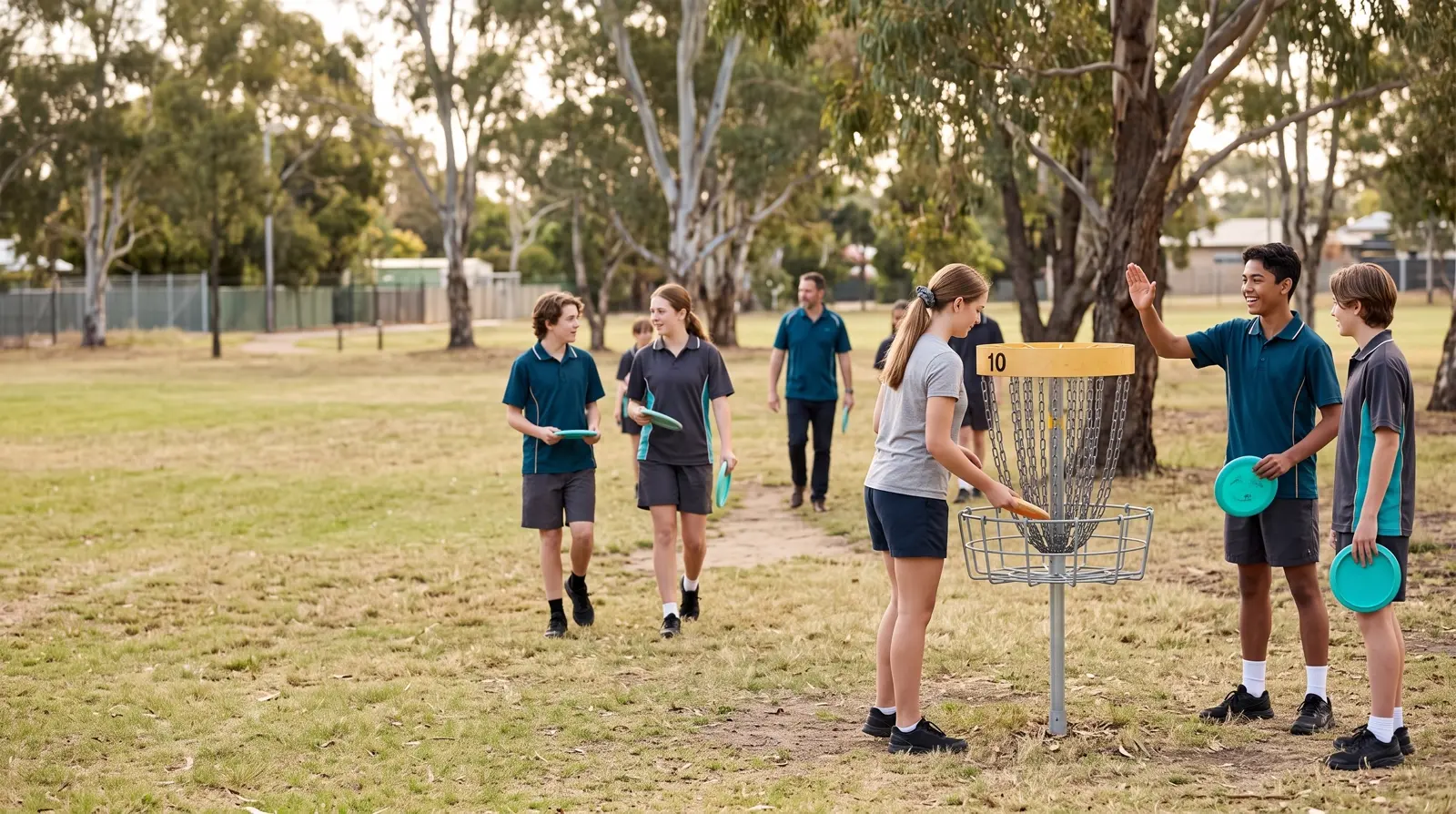 Students outdoors together on a school course