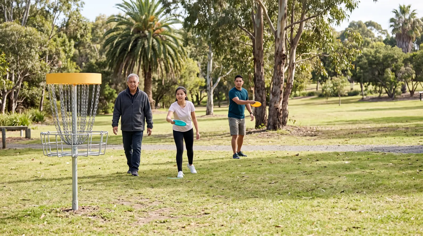 Players of mixed ages and abilities on the same course