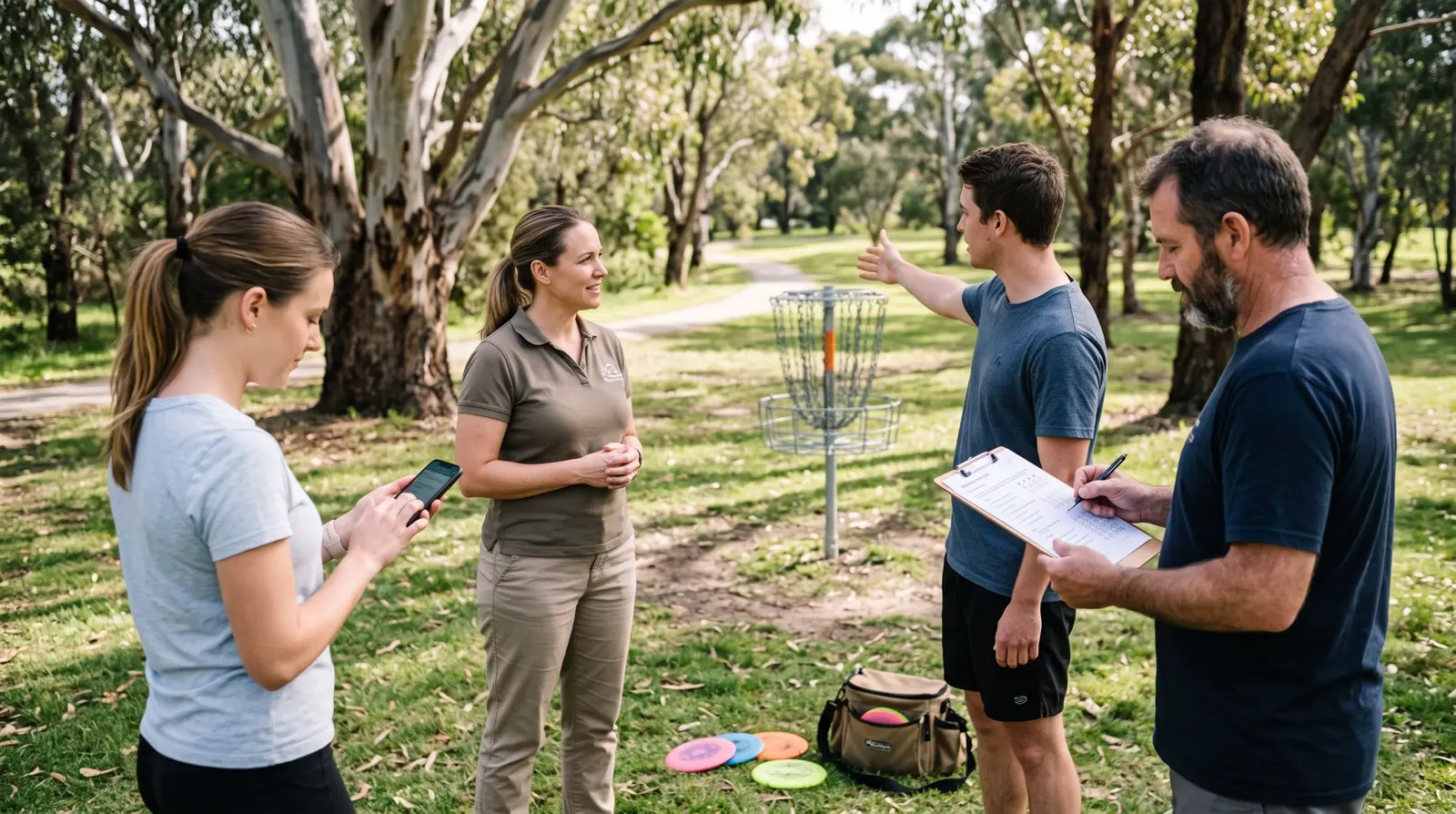 Players sharing feedback at a community event