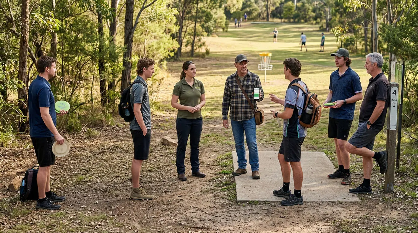 Regular players gathered on a community course