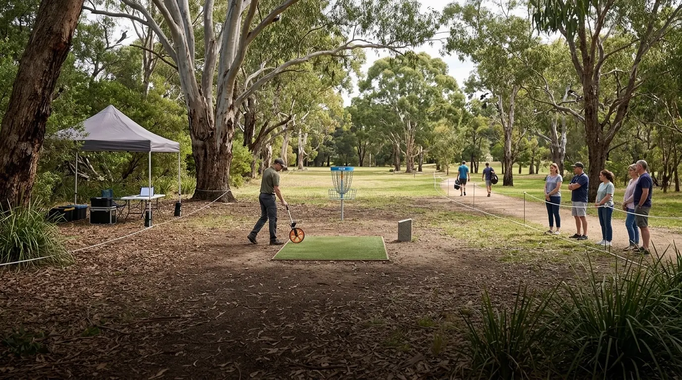 A community event day on a disc golf course