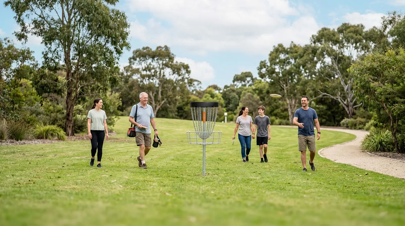 Low-impact outdoor activity on a disc golf course