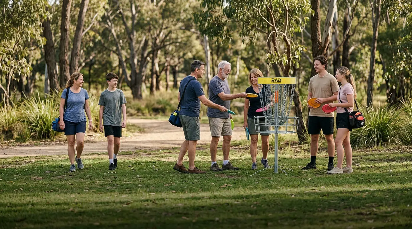 Players of different ages gathered on a course