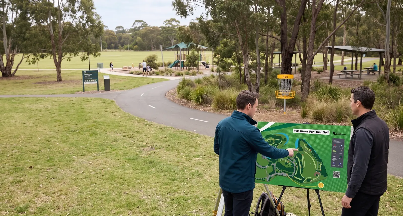 A course integrated with existing park amenities