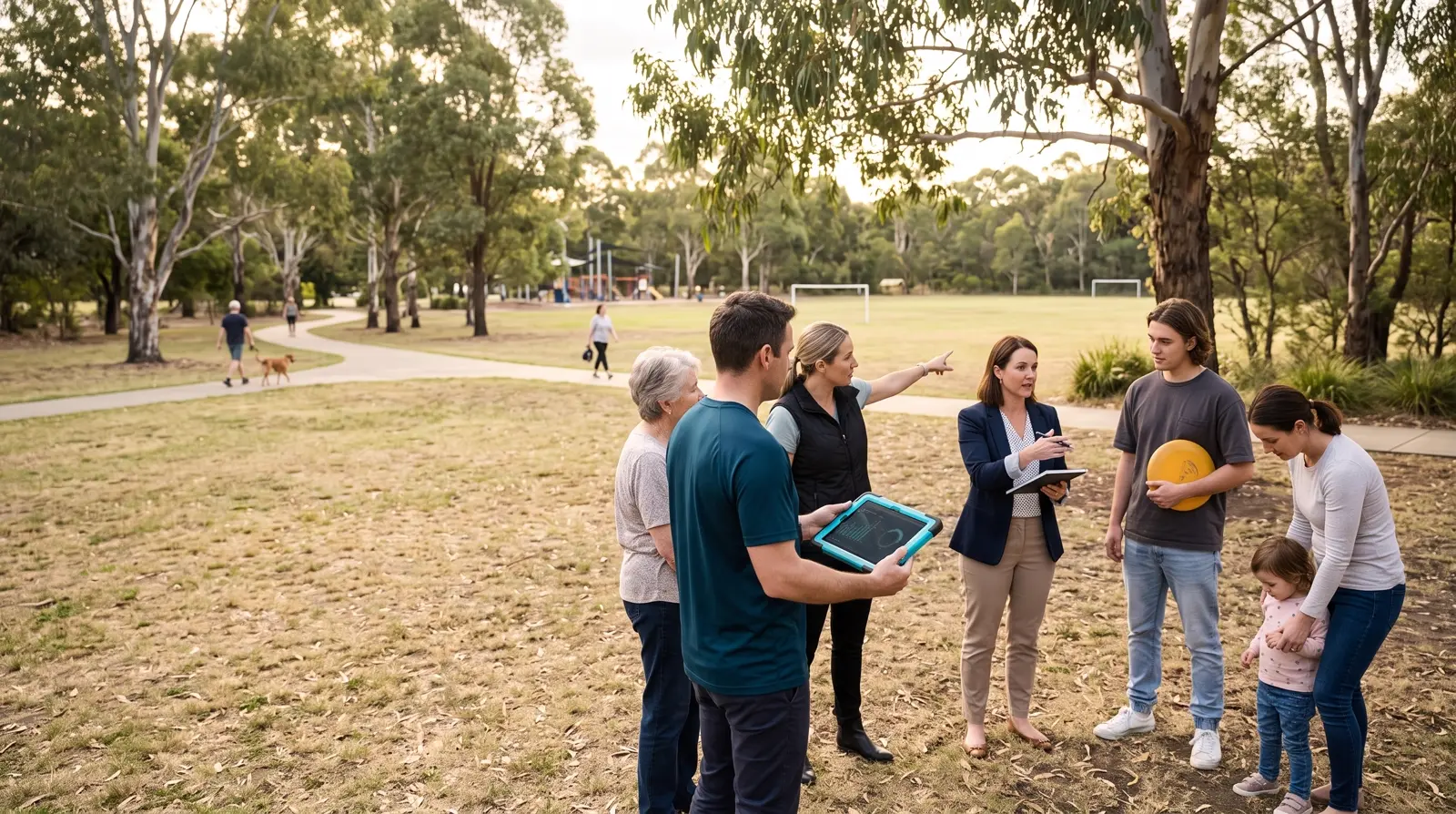 Community members gathered at a local course