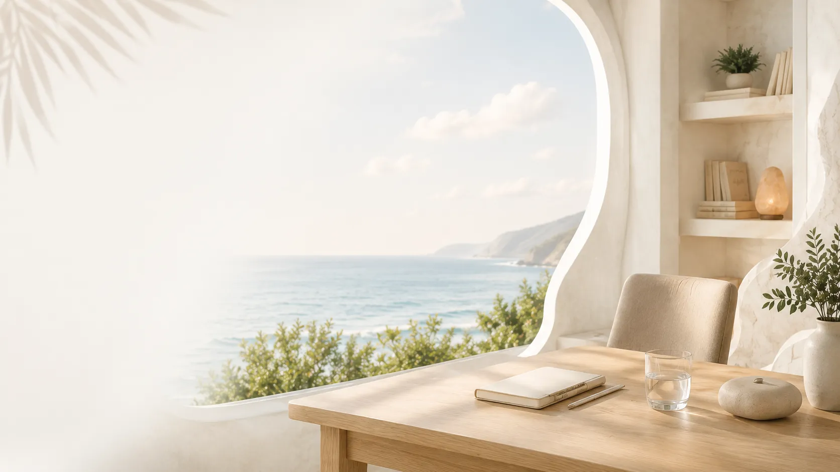 Espacio luminoso de consulta con vista al mar