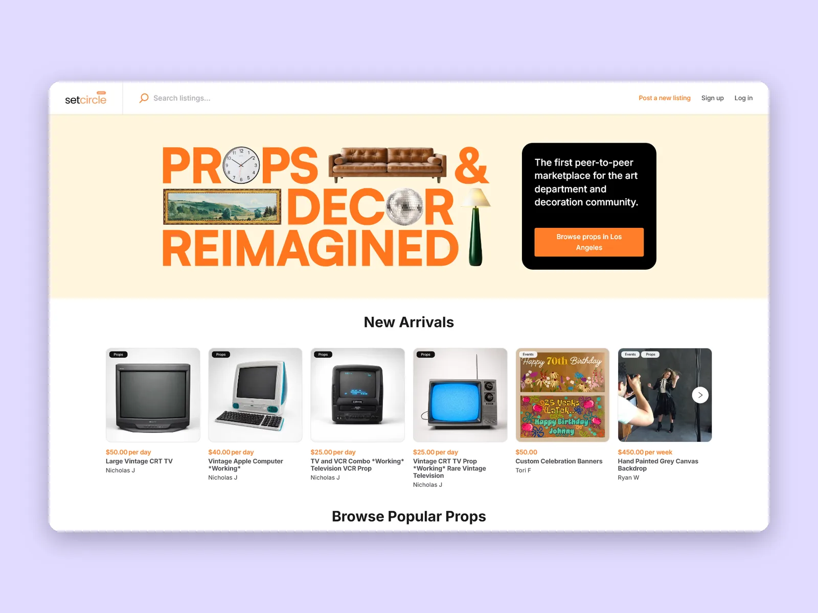 SetCircle, a peer-to-peer props and decor rental marketplace built by Horizon Labs