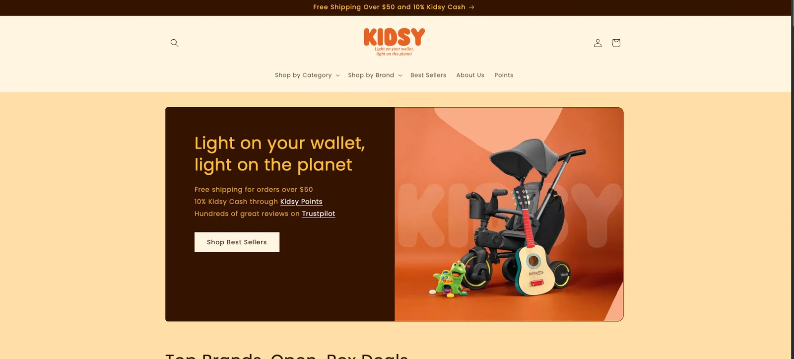 Kidsy open-box and gently-used kids' gear resale marketplace built by Horizon Labs