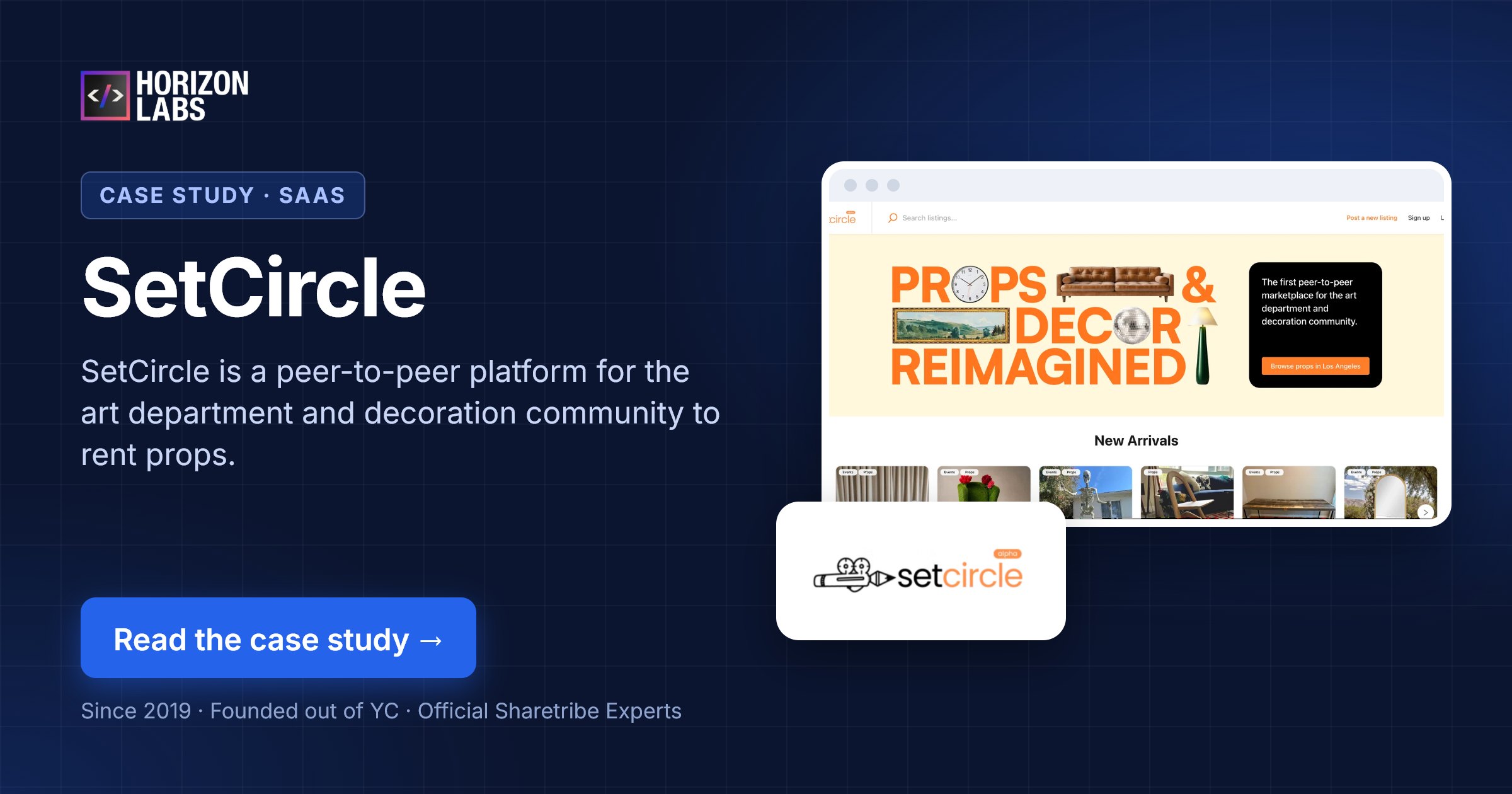 SetCircle prop rental marketplace built on Sharetribe by Horizon Labs