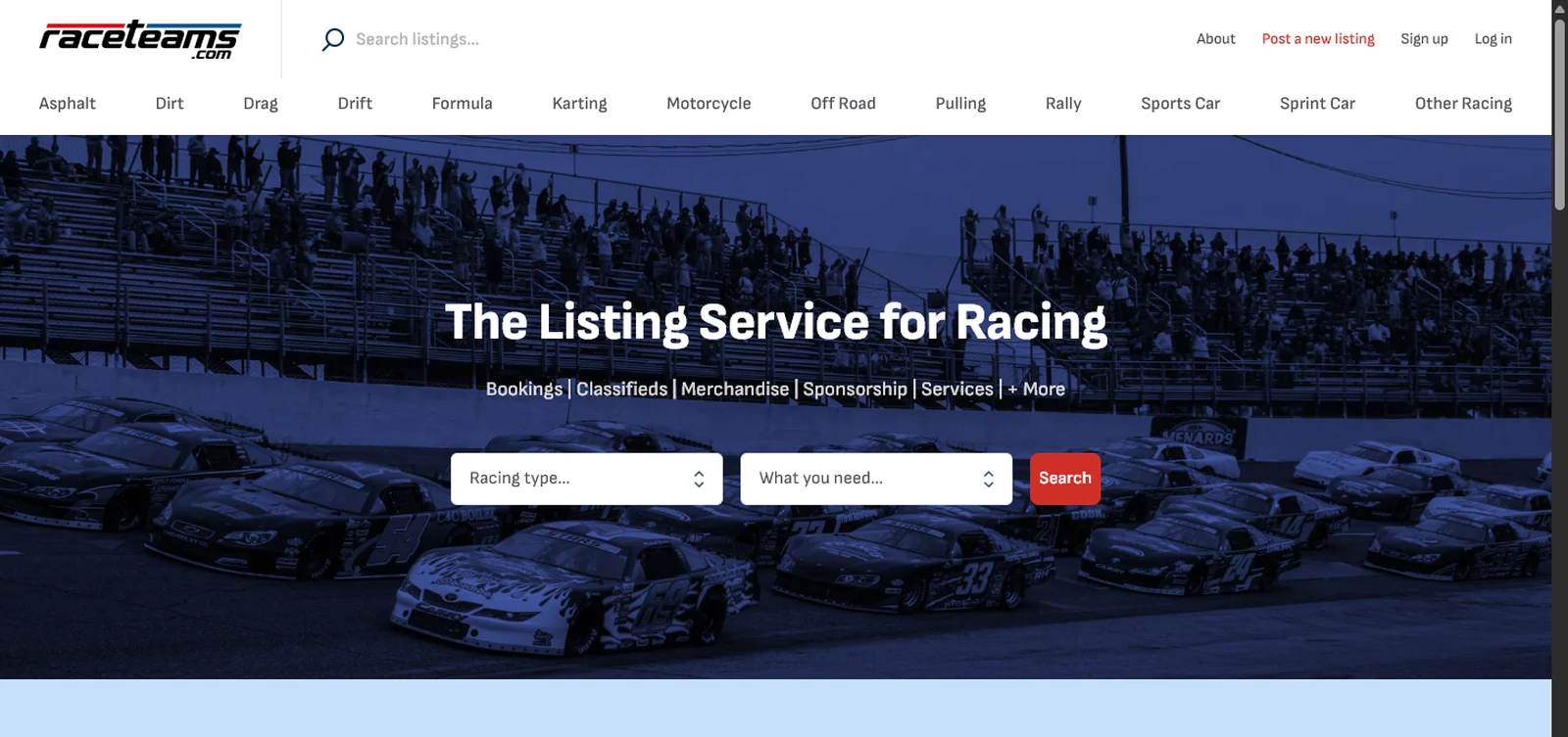 RaceTeams motorsports marketplace built on Sharetribe by Horizon Labs