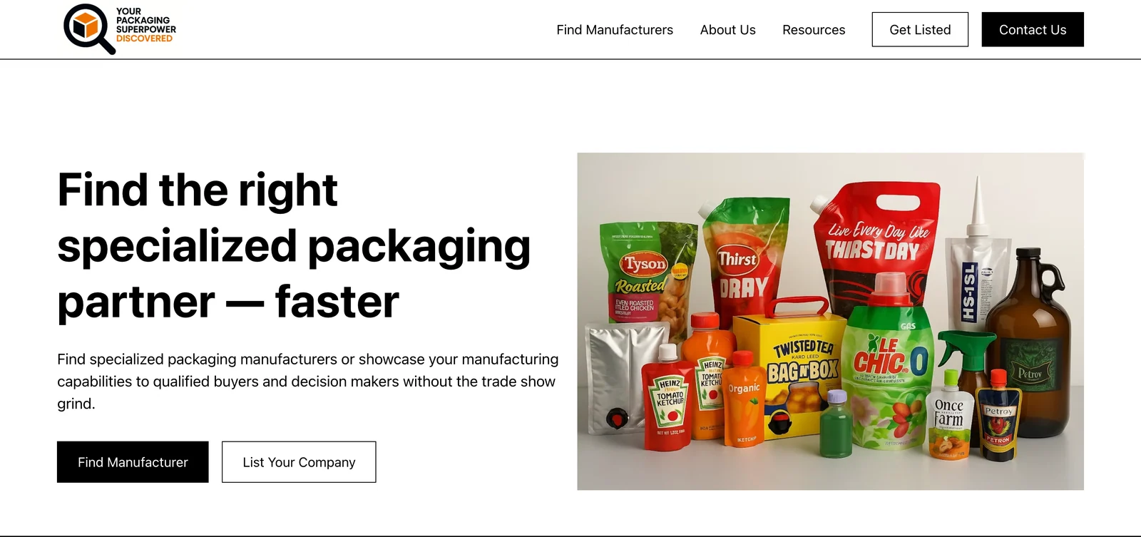 Specialized Packaging Marketplace product screenshot built by Horizon Labs