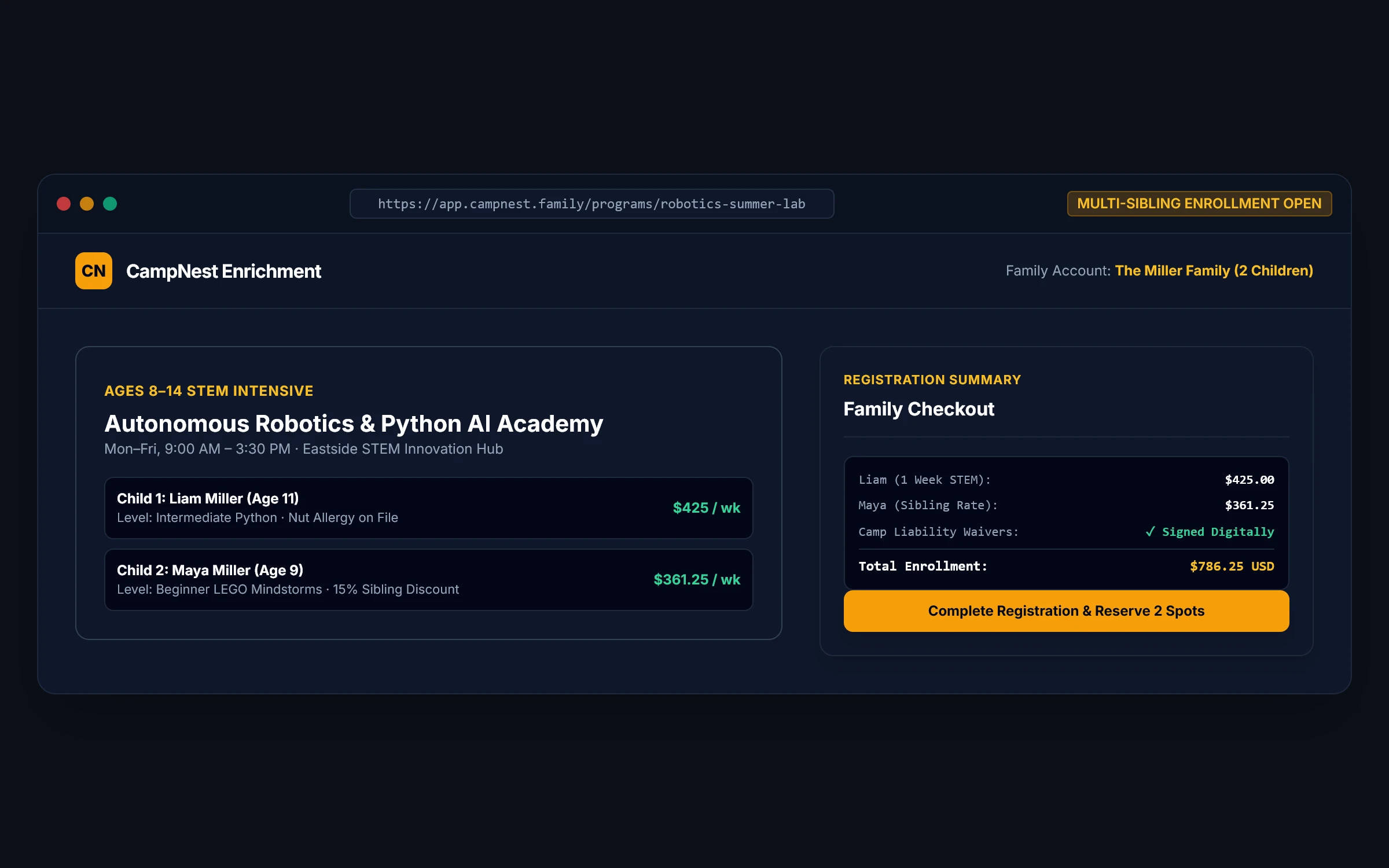 CampNest Enrichment UI preview