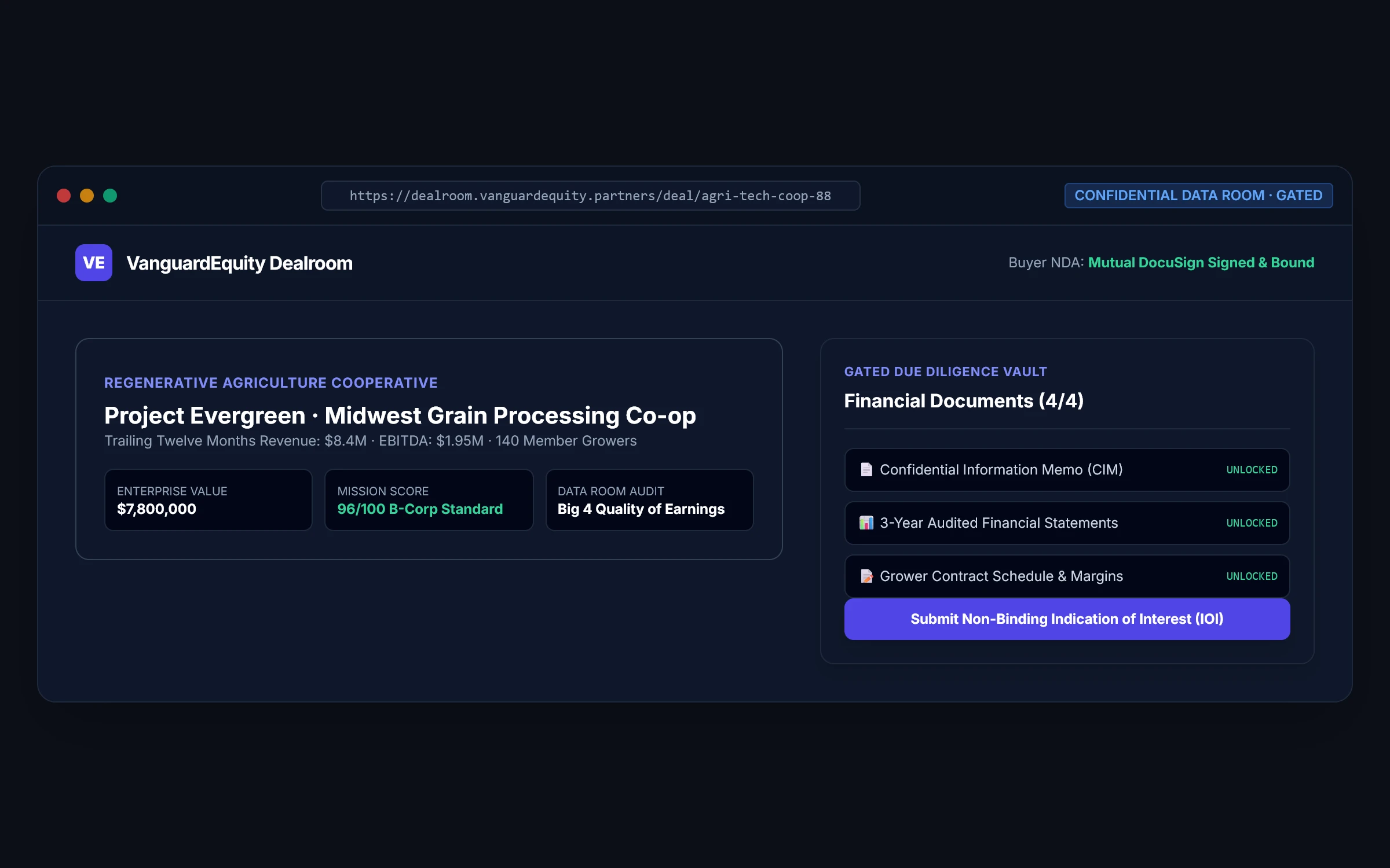VanguardEquity SPV Deal Room UI preview