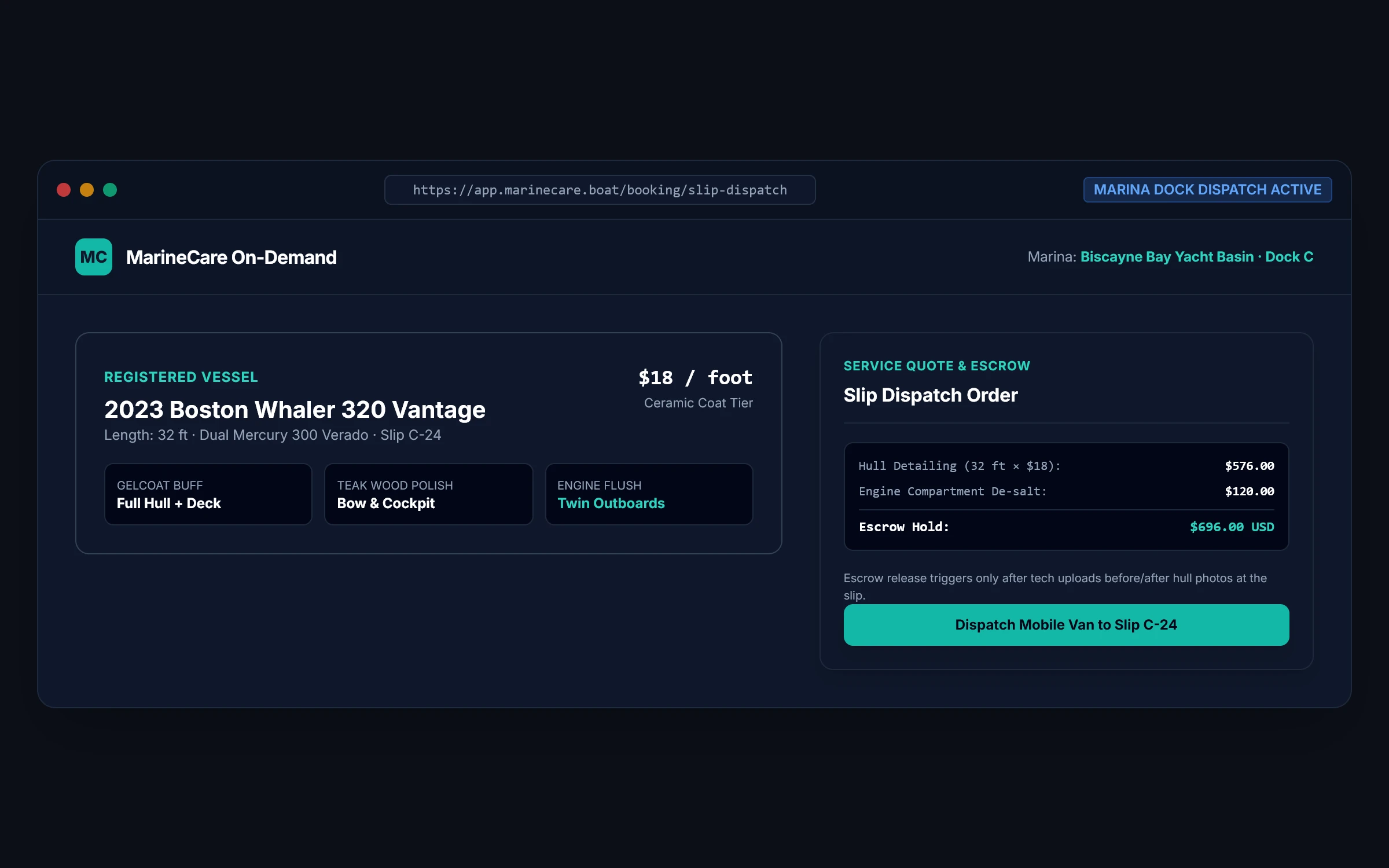 MarineCare On-Demand UI preview