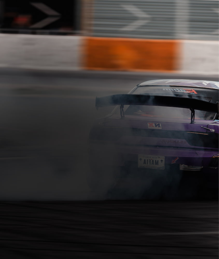 Race car making smoke