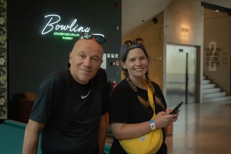 Two colleagues at a bowling night