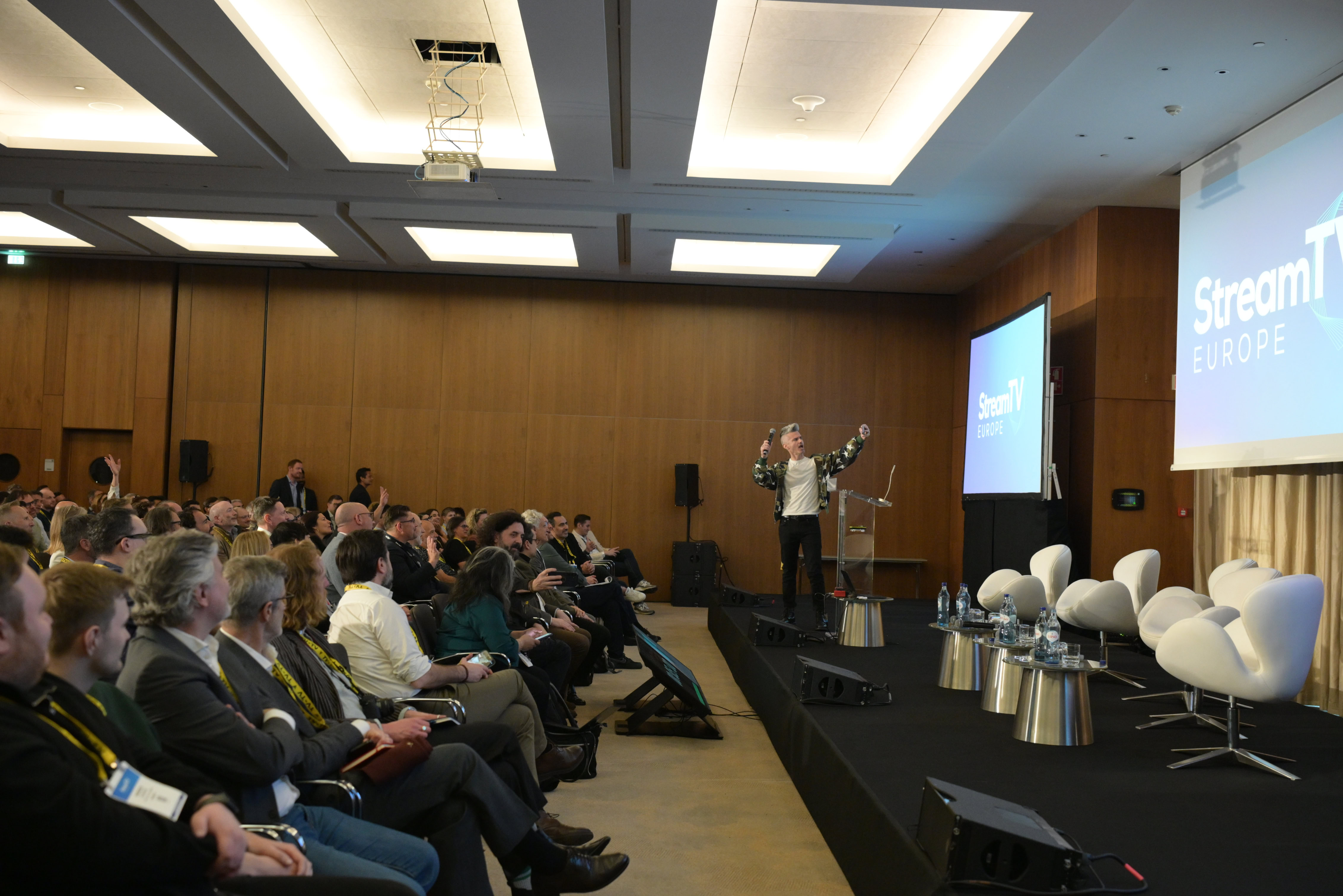 Audience watching a presentation at StreamTV Europe