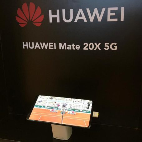 Huawei Mate 20X 5G display showing a match on the phone screen