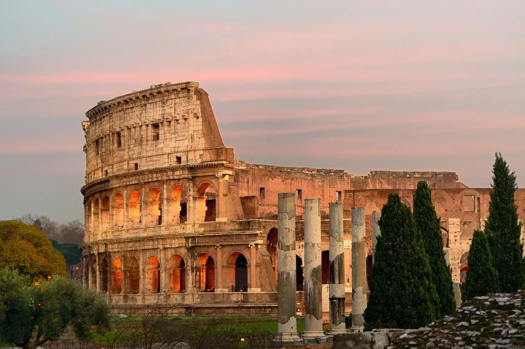 The Colosseum in Rome at sunset