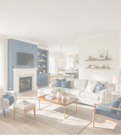 beuatiful freshly painted family room