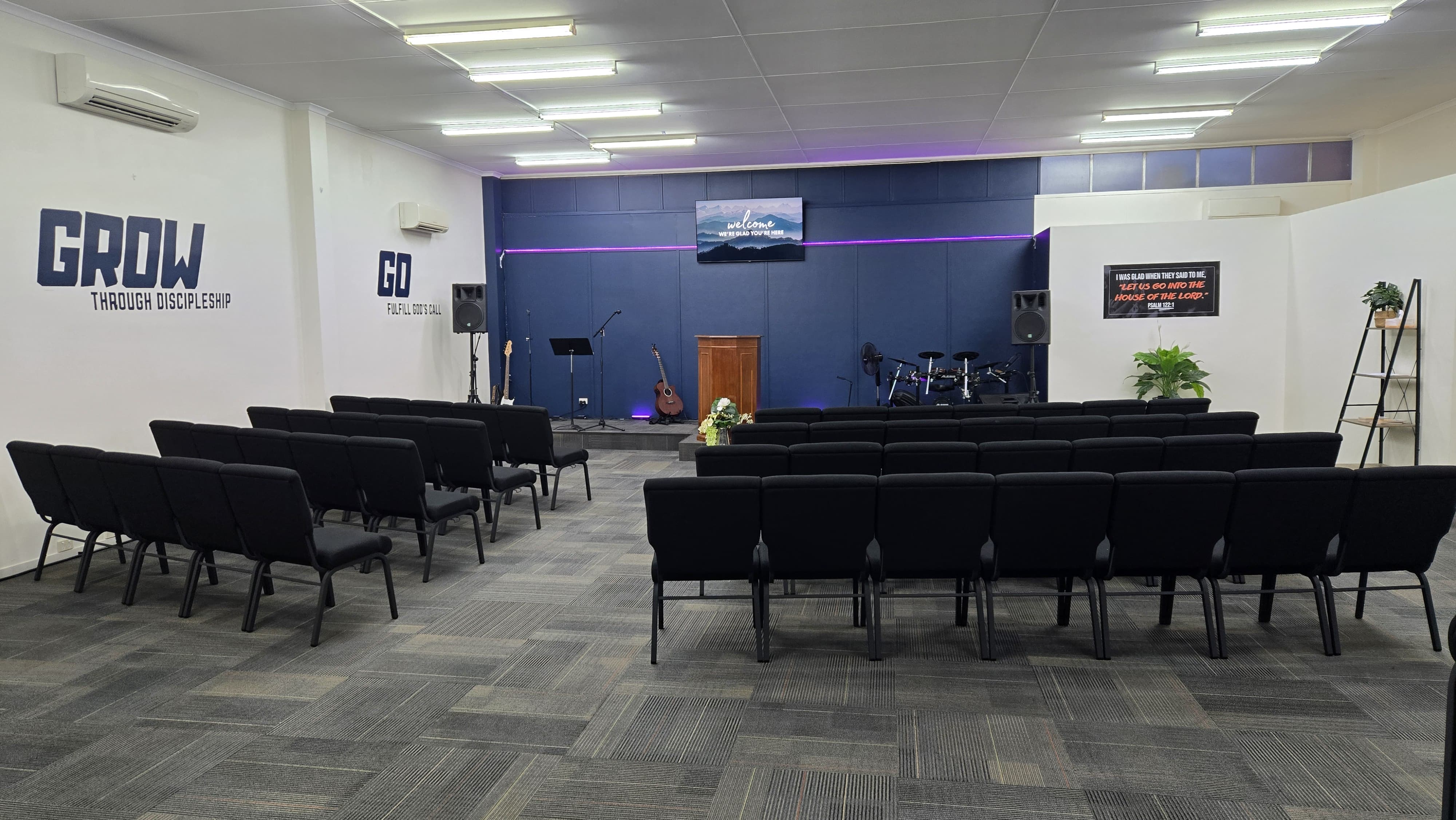 The main auditorium and stage at PH Toowoomba Church