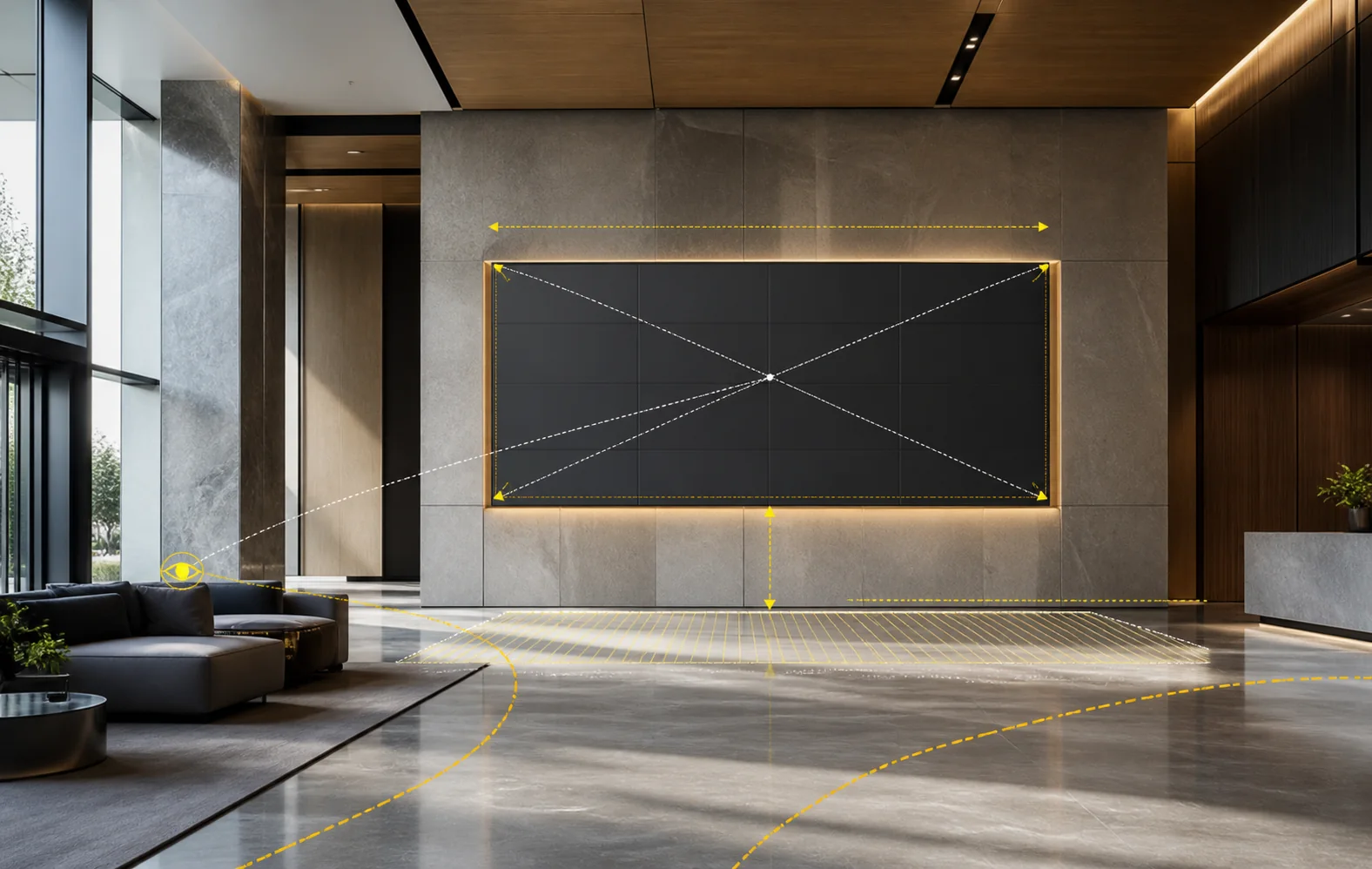Conceptual digital signage placement and sightline study