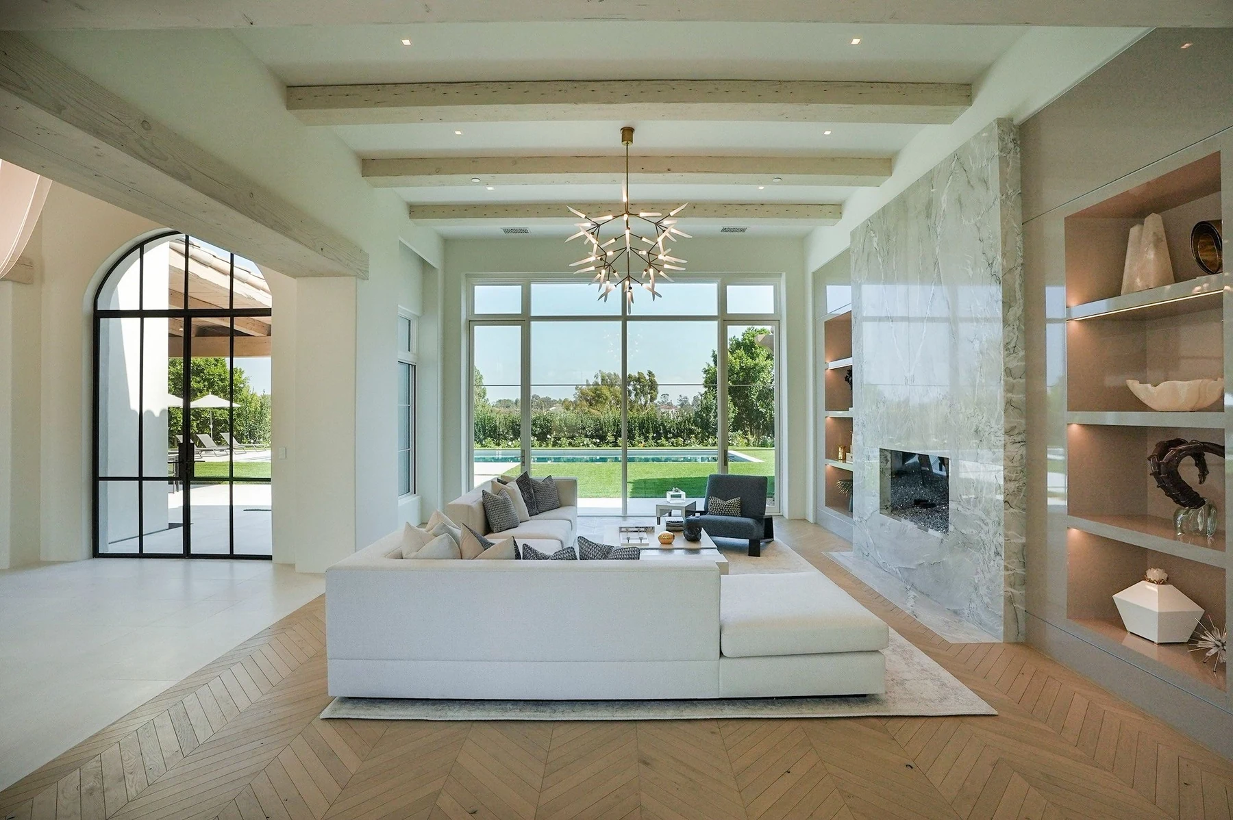 Refined residential living space with integrated lighting and technology