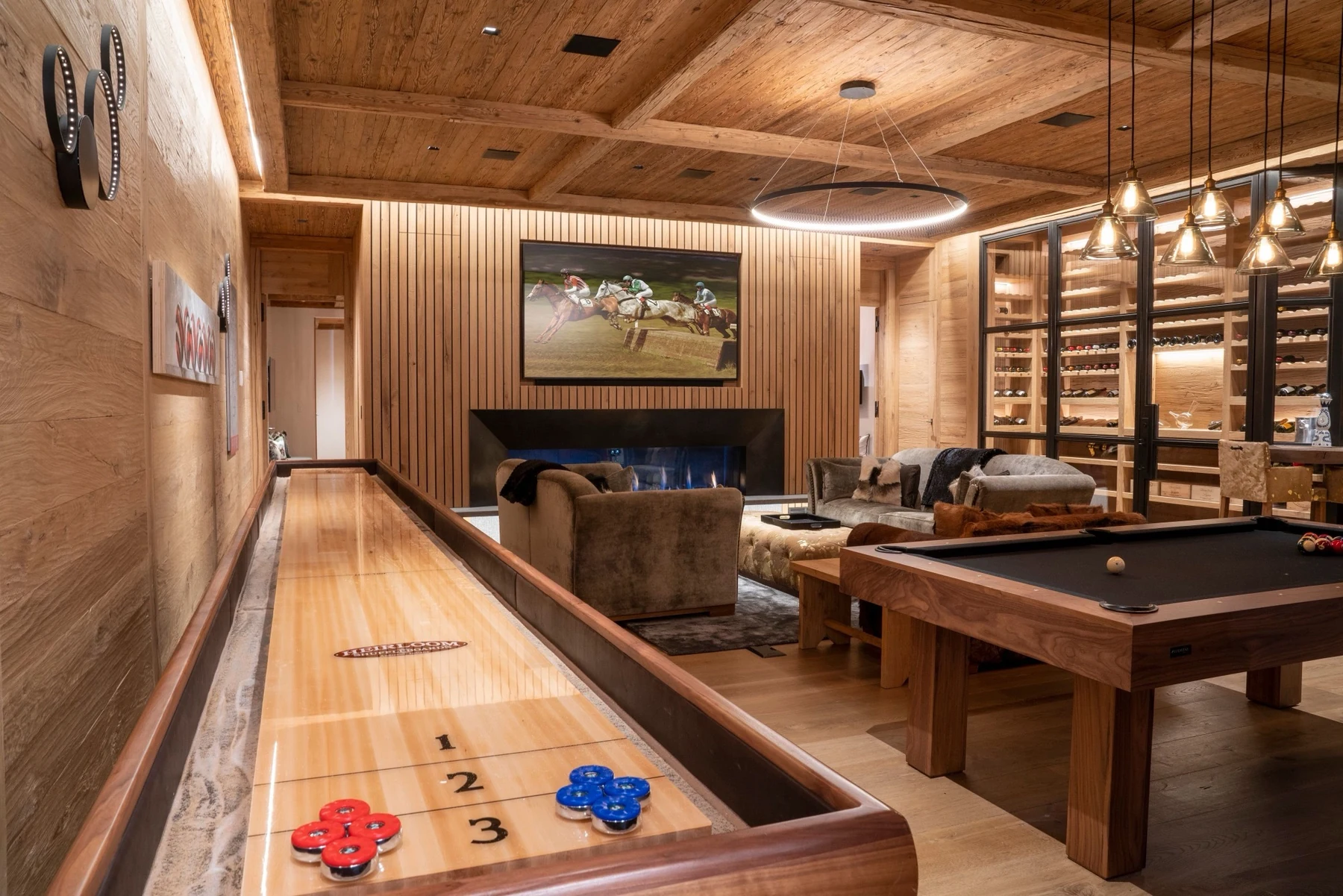 Residential entertainment room with discreet architectural audio integration