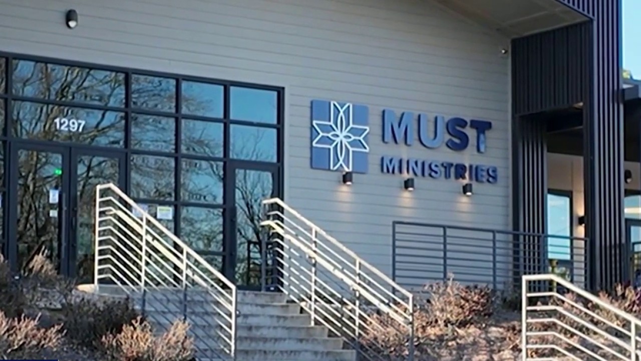 Exterior entrance of the MUST Ministries building in Marietta, Georgia