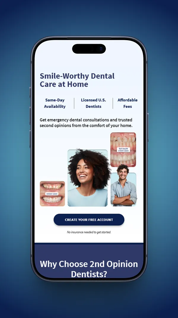 2nd Opinion Dentists mobile screen