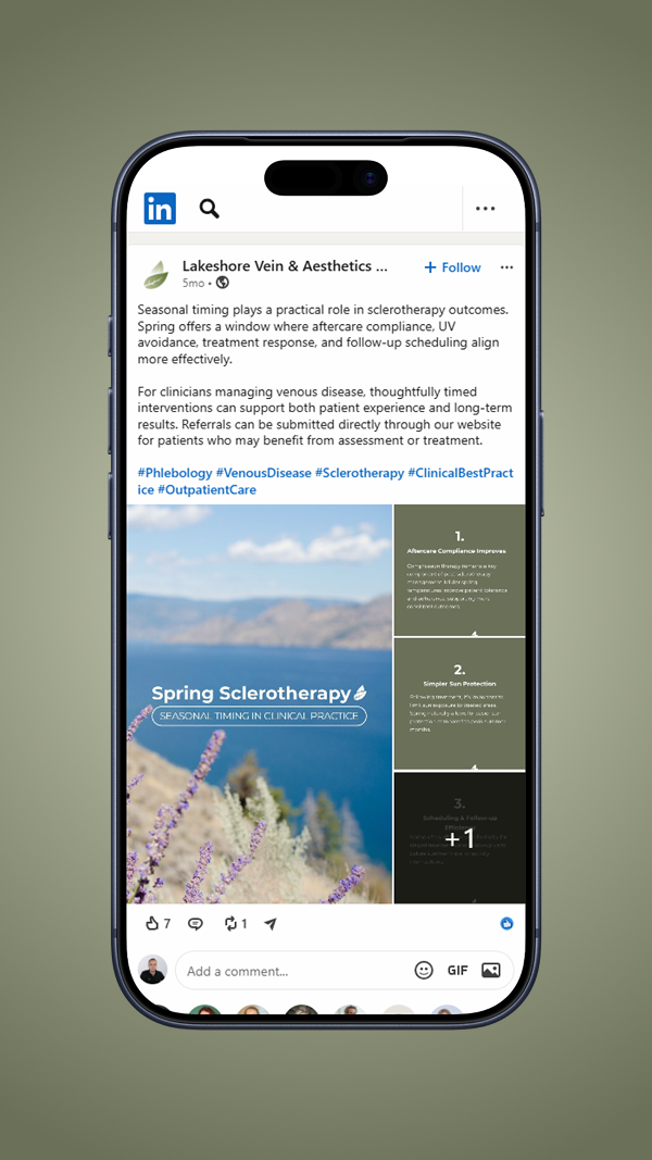 Lakeshore Vein & Aesthetics Clinic Mobile screen