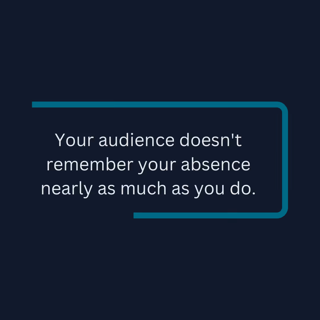 Branded graphic highlighting that business owners recognize not posting more than audience