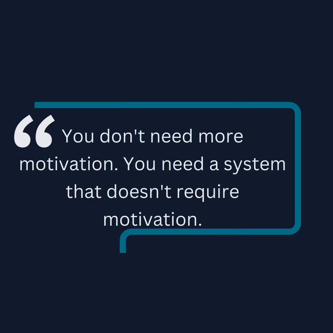 Branded graphic about motivation not being enough for creating content