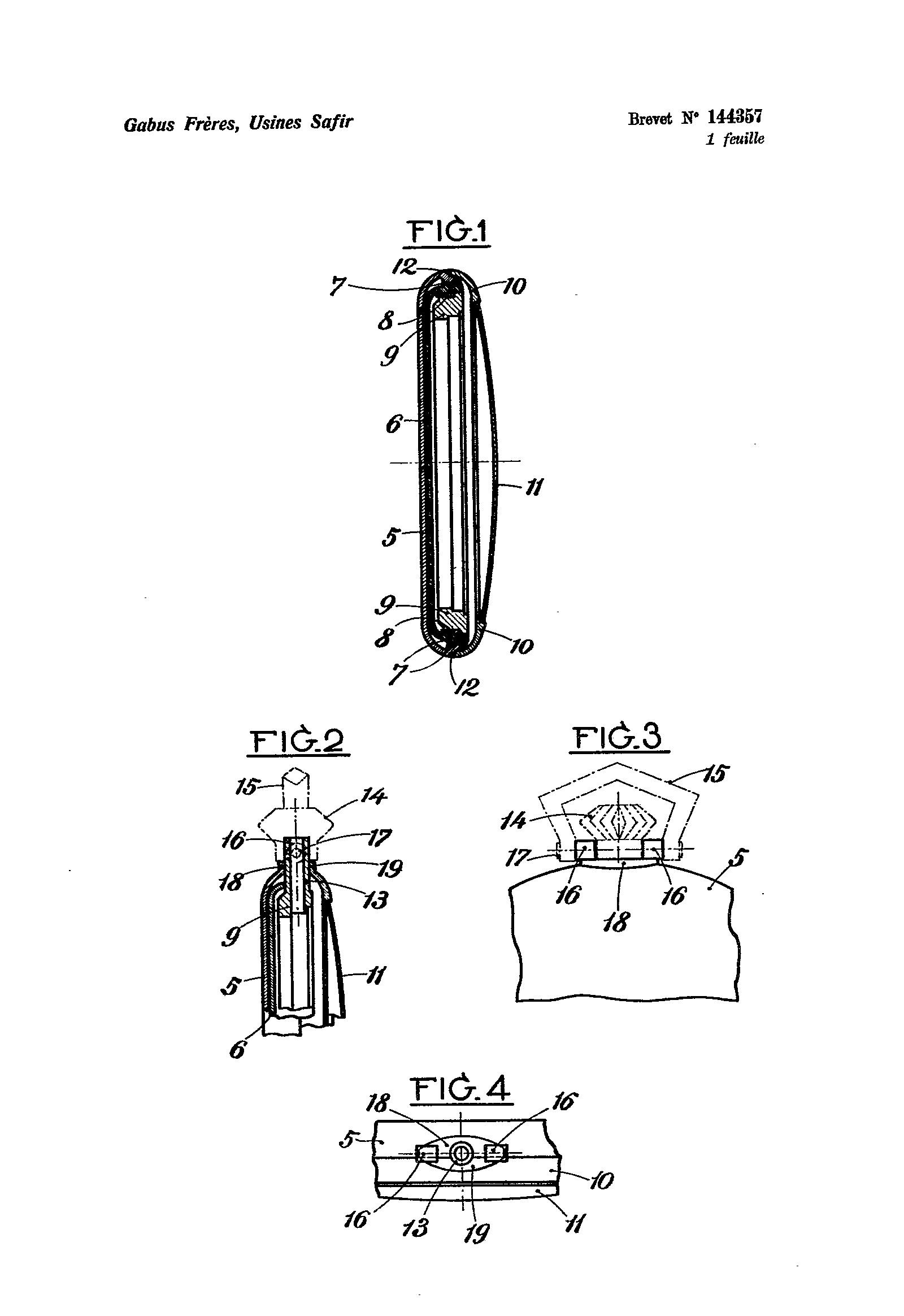 Swiss Patent CH144357 diagram, Gabus Frères watch case