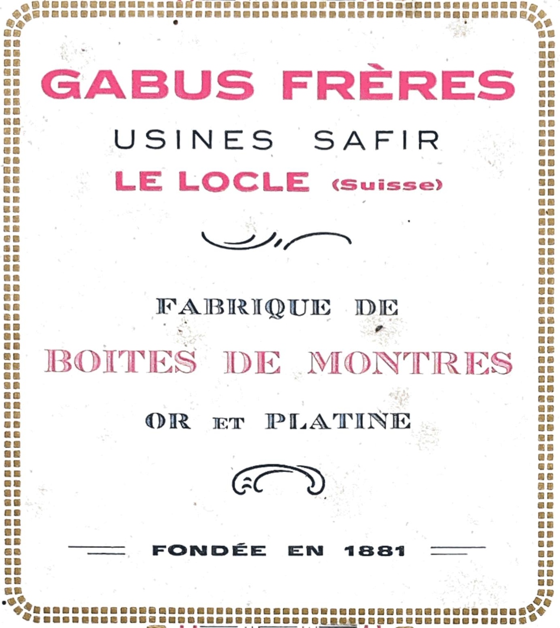 Plaquette Gabus Frères, title page