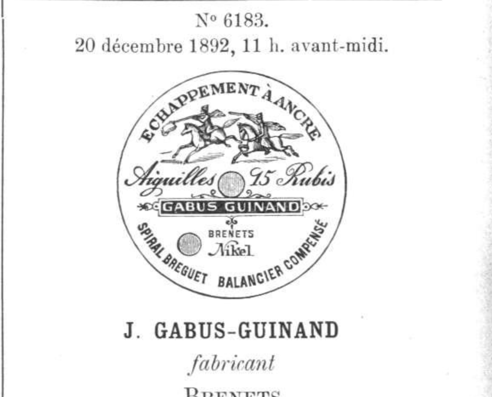 Gabus-Guinand trademark No. 6183, 1892