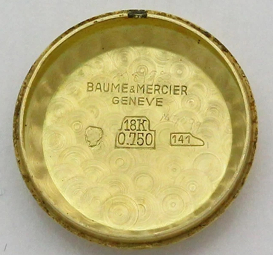 Baume & Mercier caseback, Hammerhead №141 mark