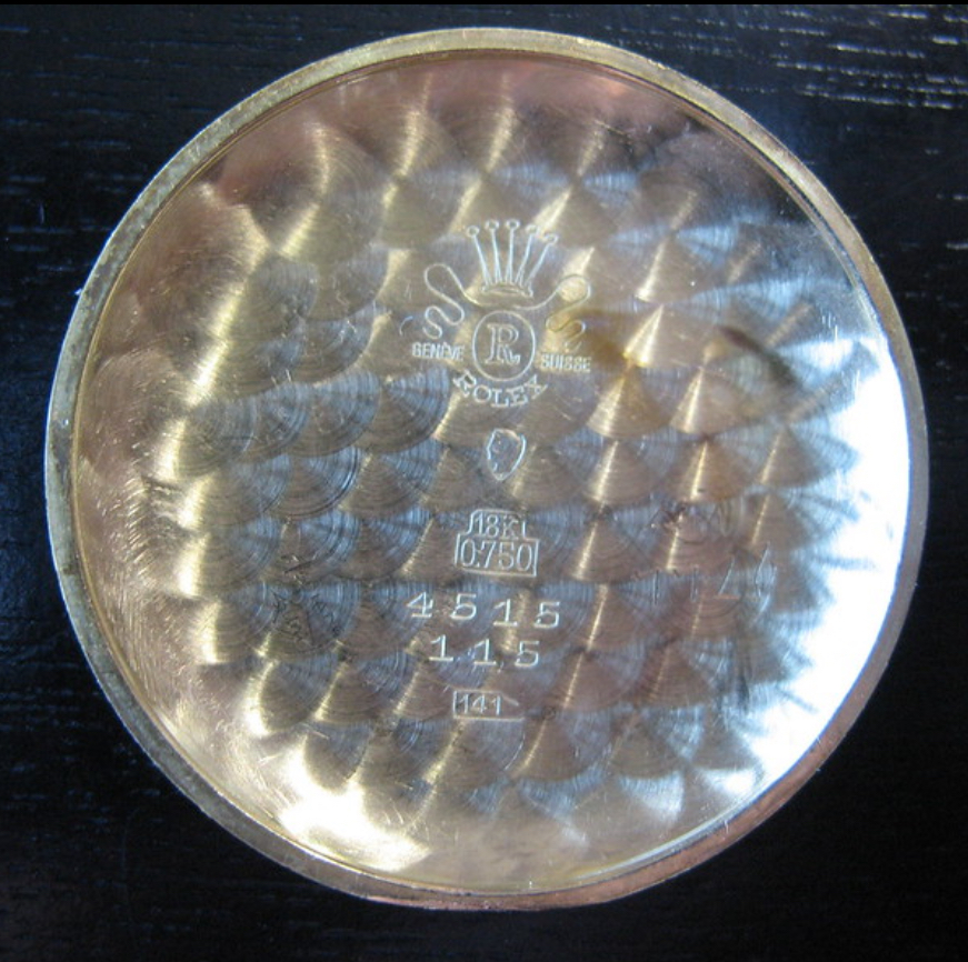 Rolex Ref. 4515 Fancy Lugs, caseback with mark №141