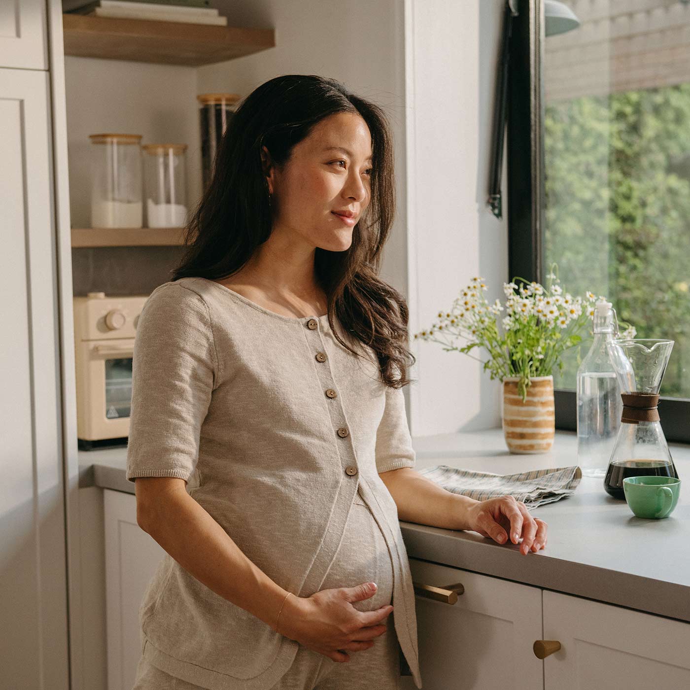 Expectant mother with her clinician during a prenatal visit