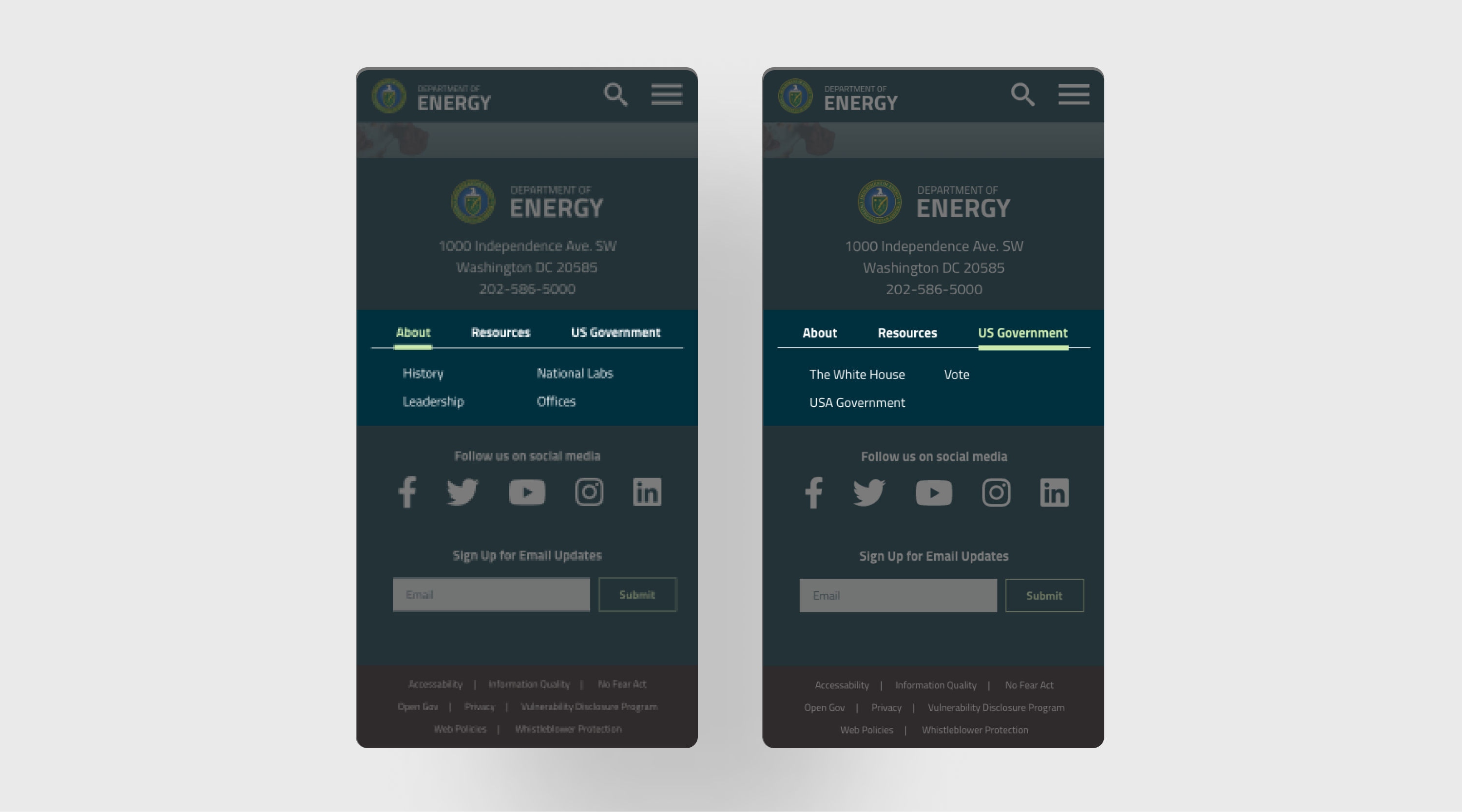 Footer mobile tabs