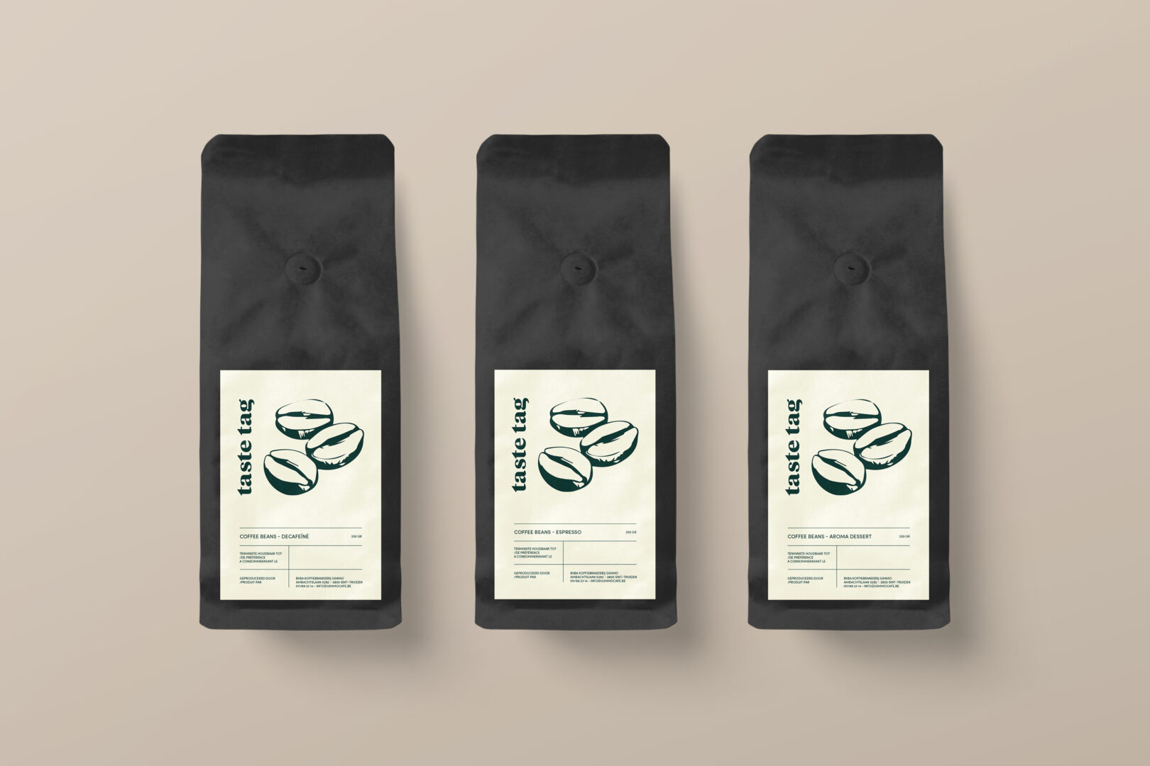 Verpakkingsontwerp voor het foodlabel Taste Tag