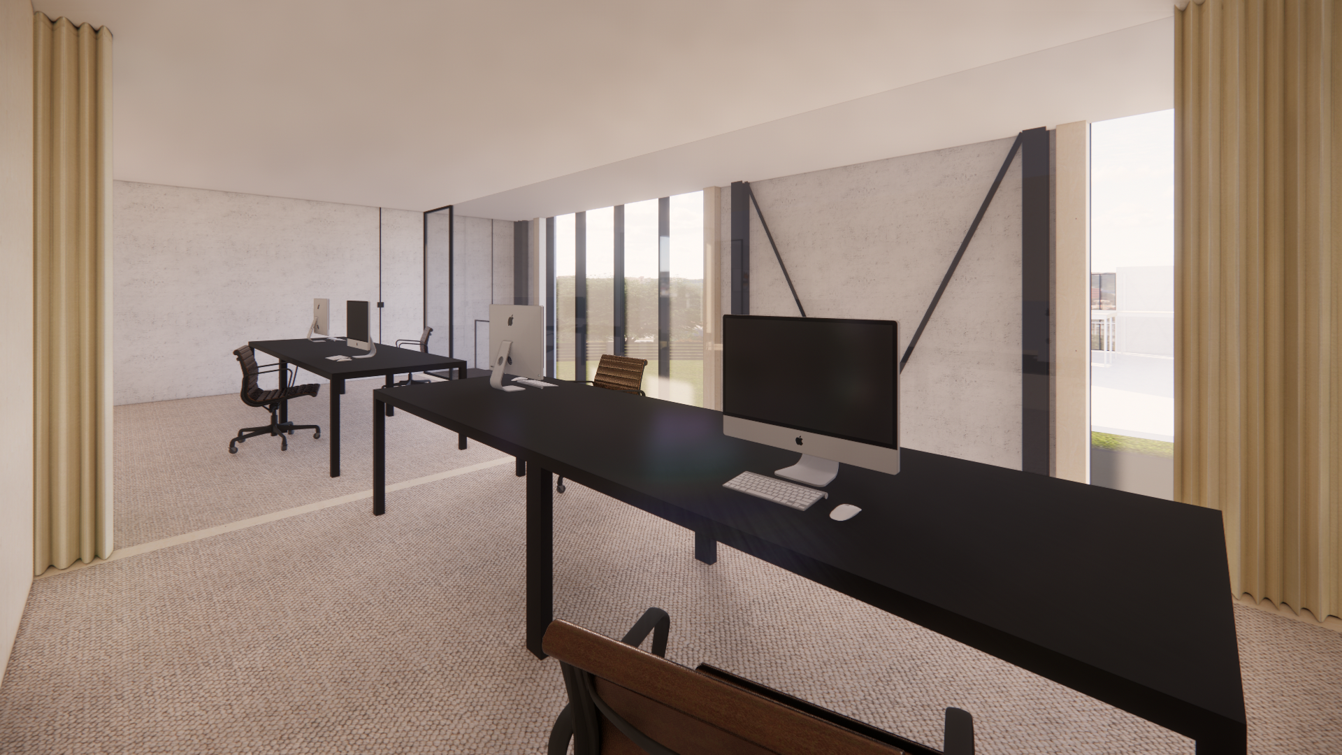 Render van het kantoorinterieur van Prins Elek in Beerse