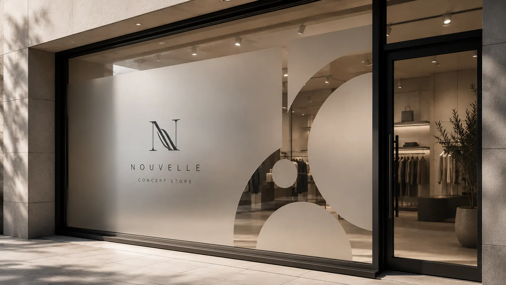 Vitrophanie sur la vitrine d'une boutique à Antibes
