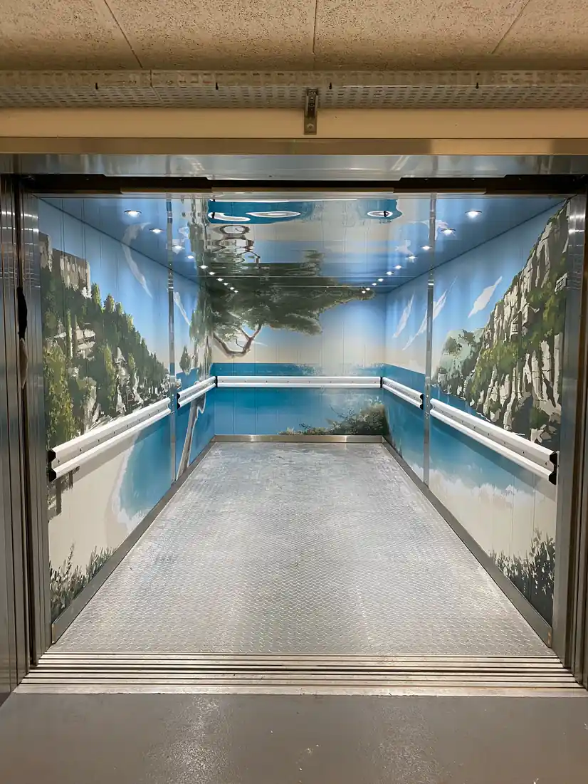 Monte-voiture habillé d'un décor imprimé de piscine — Monaco