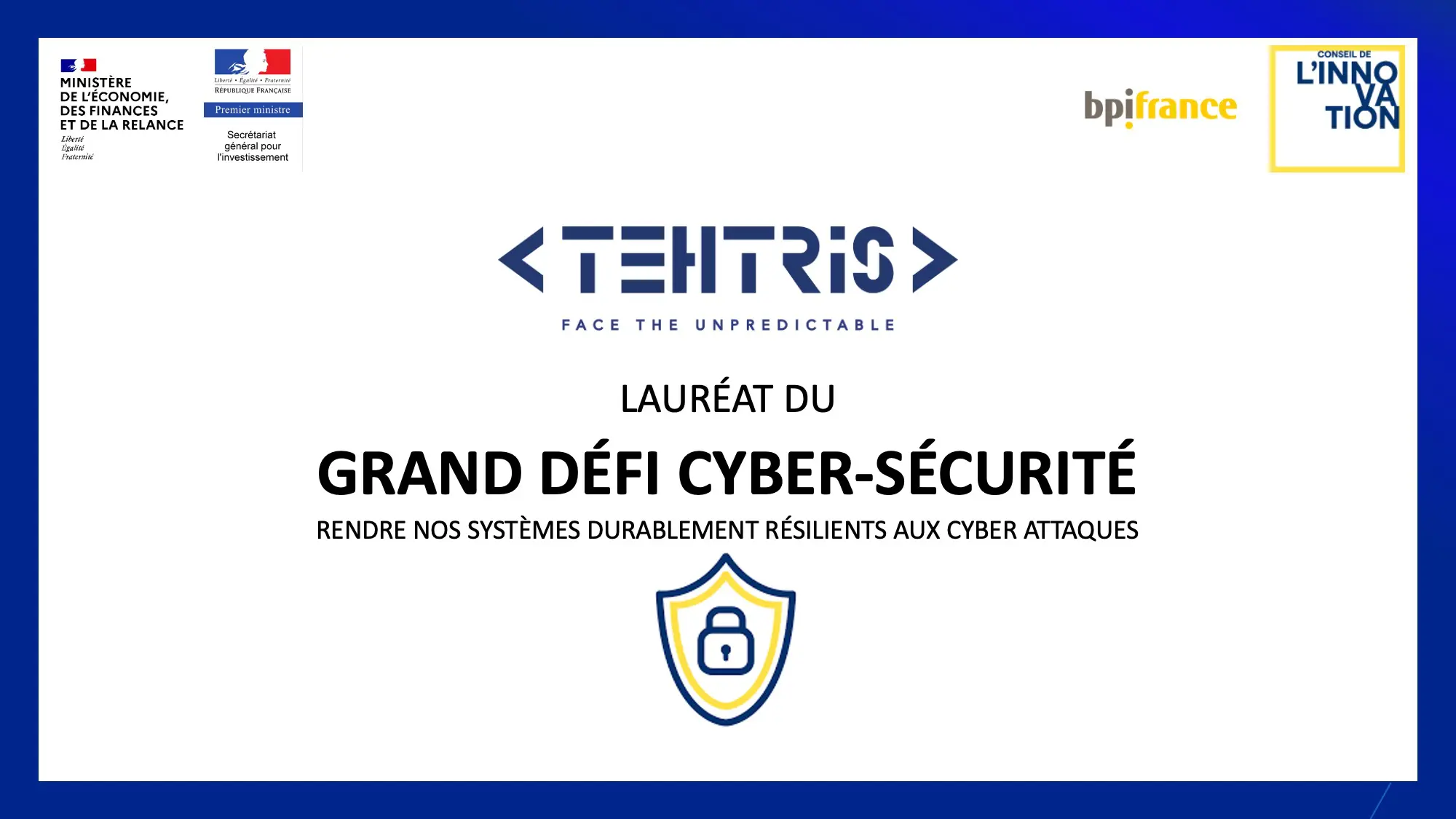 Diplôme - TEHTRIS Lauréat du Grand Défi Cybersécurité